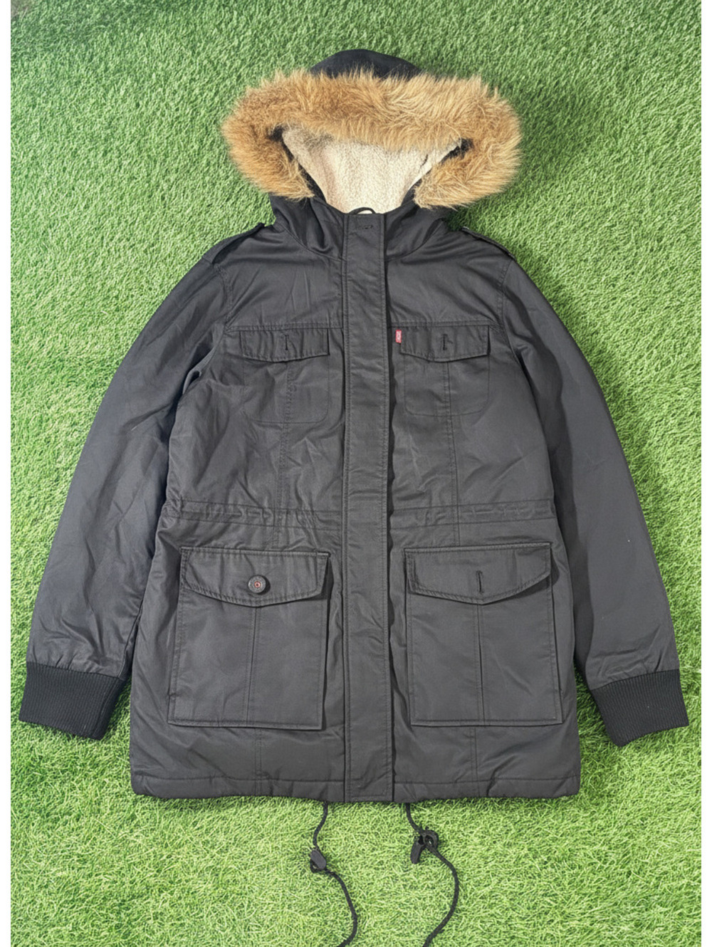 Levi's Sherpa Lined Parka Black Nylon Women's Large